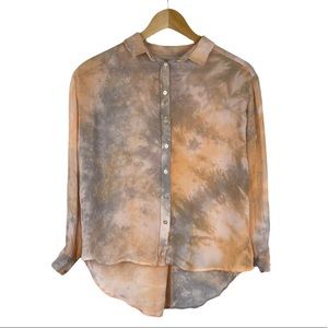Urban Outfitters Silence + Noise Button Front Sheer Tie Dye Blouse Size XS